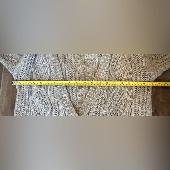 Atmosphere Tight Knit Cable Cardigan Sz 10 Tan Button Down Cottagecore - Picture 4 of 9